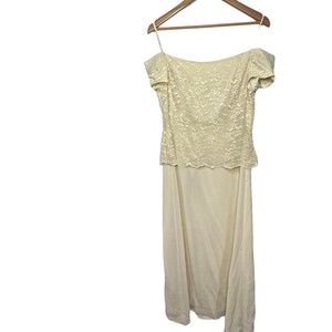 CHADWICK'S Ivory Lace Off Shoulder Wedding Formal Dress Sz 14